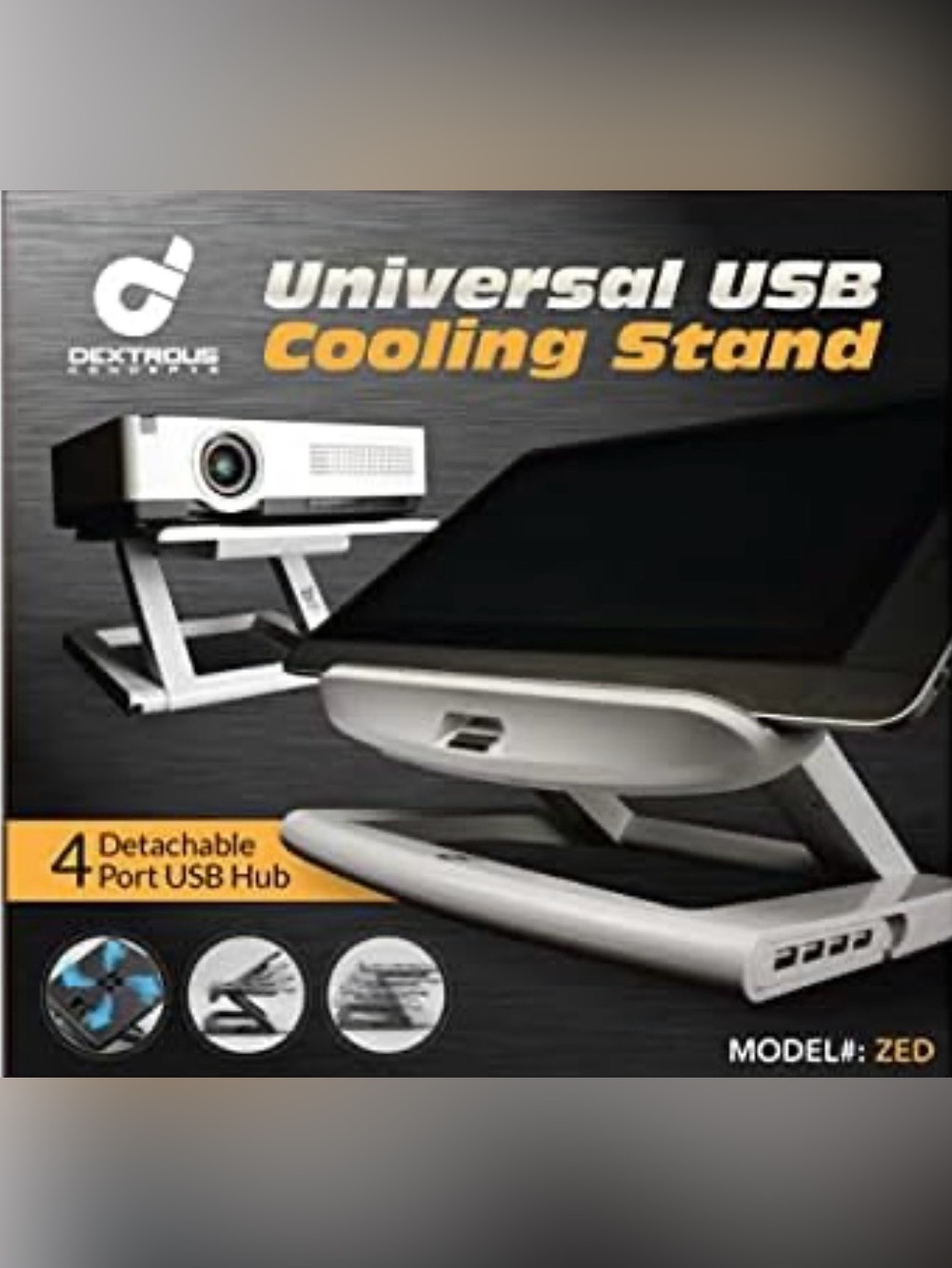 Universal USB Laptop & Projector Cooling Stand with 4-Port Hub